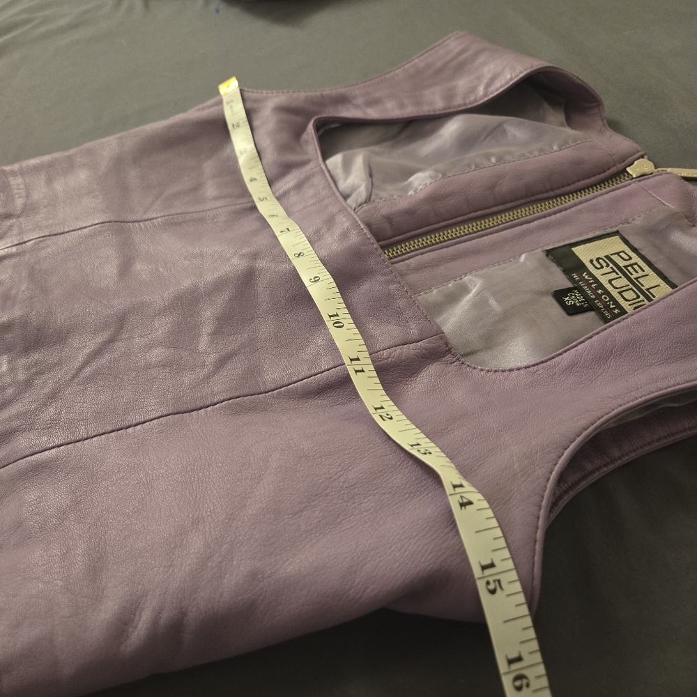 Rare Pelle Studio by Wilsons Leather Purple Leather Crop Top Bustier Tank 90s XS - Picture 9 of 11
